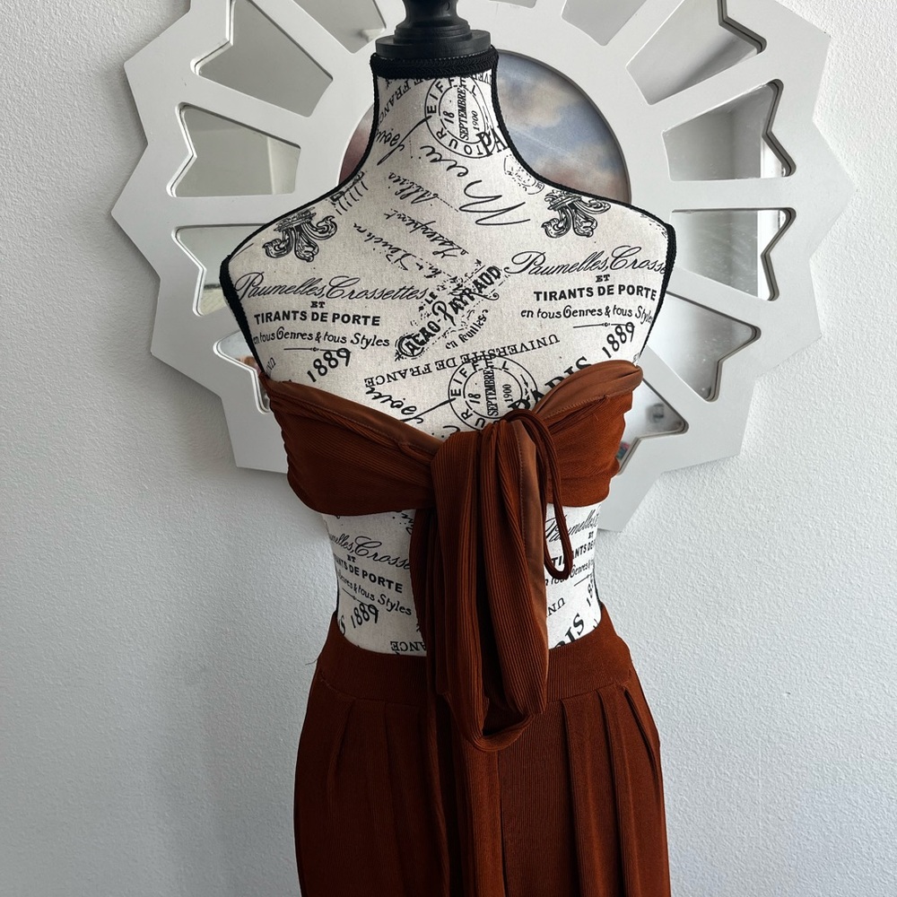 Burnt Orange/ Brown Versatile Halter Jumpsuit - image 2